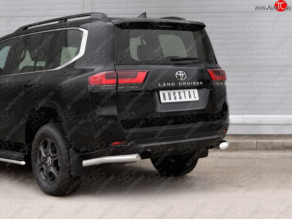 21 549 р. Защита заднего бампера (Ø76 мм уголки, нержавейка)  Toyota Land Cruiser  J300 (2021-2025) дорестайлинг (полированная нержавейка)  с доставкой в г. Пермь