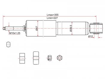 Амортизатор передний LH=RH SAT Toyota LiteAce  Noah (1996-2001)