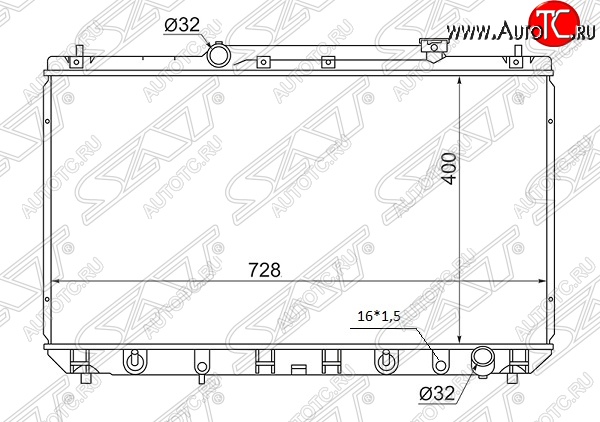 5 699 р. Радиатор двигателя SAT (пластинчатый, 2.2, МКПП/АКПП) Toyota Mark 2 Qualis седан (1997-2002)  с доставкой в г. Пермь