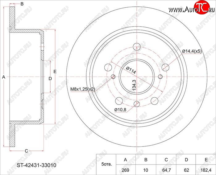 1 779 р. Диск тормозной SAT (задний, d 281)  Toyota Mark X  X120 - RAV4 ( XA305,  XA40)  с доставкой в г. Пермь