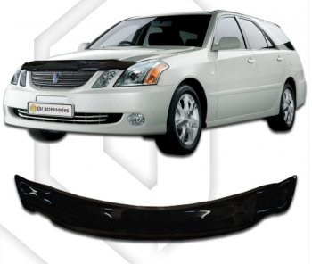 2 079 р. Дефлектор капота CA-Plastiс  Toyota Mark 2  Blit (2002-2007) универсал (серия Classic черный, Без надписи)  с доставкой в г. Пермь. Увеличить фотографию 2