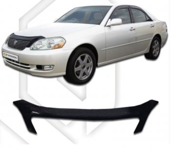 2 079 р. Дефлектор капота CA-Plastiс  Toyota Mark 2  X110 (2000-2002) седан дорестайлинг (серия Classic черный, Без надписи)  с доставкой в г. Пермь. Увеличить фотографию 2