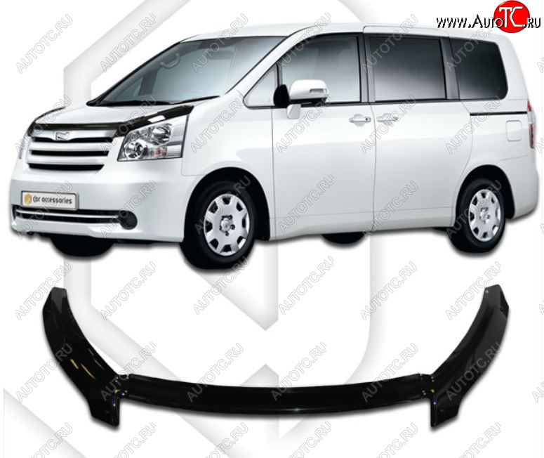 2 599 р. Дефлектор капота CA-Plastiс exclusive  Toyota Noah  2 (2007-2010) дорестайлинг (серия Classic черный, Без надписи)  с доставкой в г. Пермь