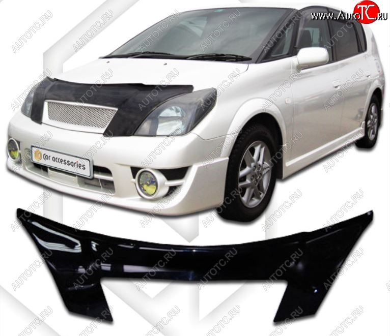 2 599 р. Дефлектор капота CA-Plastiс  Toyota Opa (2000-2005) (Classic черный, Без надписи)  с доставкой в г. Пермь