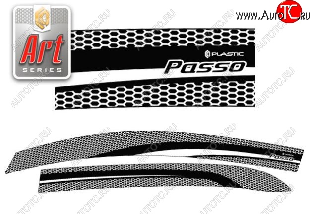 2 199 р. Дефлектора окон CA-Plastiс  Toyota Passo  2 (2010-2016) (Серия Art белая)  с доставкой в г. Пермь