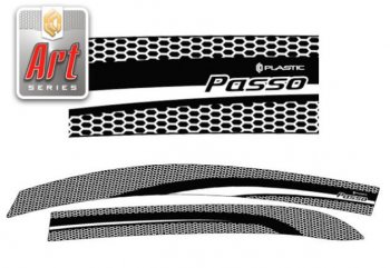Дефлектора окон CA-Plastiс Toyota Passo  2 (2010-2016) (Серия Art черная)
