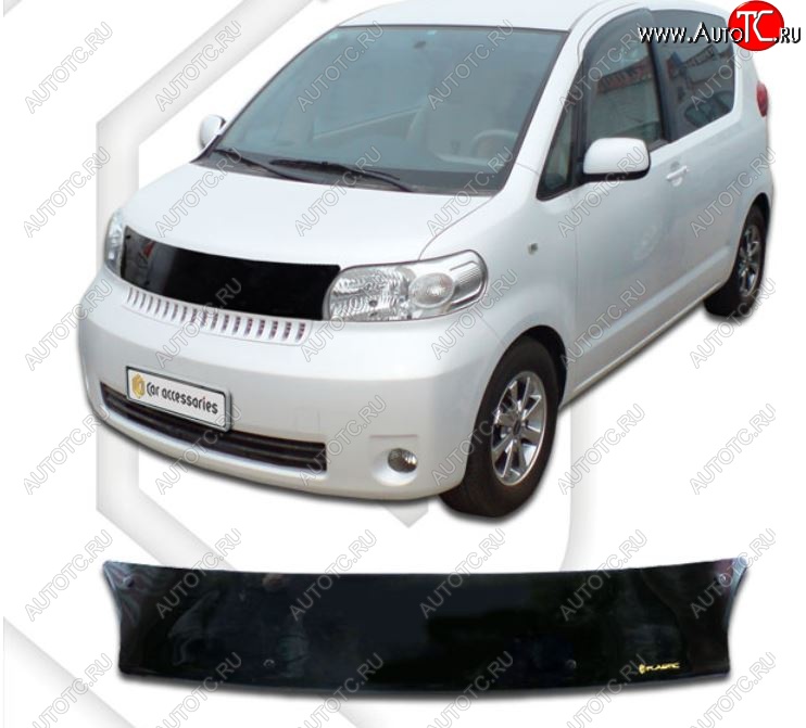 1 899 р. Дефлектор капота CA-Plastiс Toyota Porte 1 (2004-2012) (Classic черный, Без надписи)  с доставкой в г. Пермь