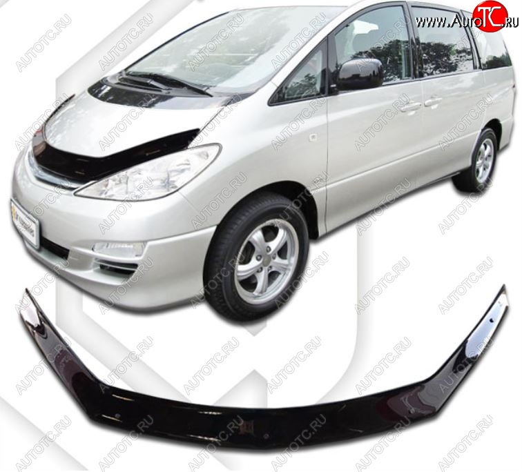 2 159 р. Дефлектор капота CA-Plastiс Toyota Previa 2 (2000-2006) (Classic черный, Без надписи)  с доставкой в г. Пермь