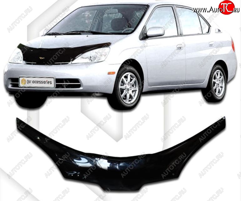 2 599 р. Дефлектор капота CA-Plastiс exclusive  Toyota Prius  XW10 (1997-2000) дорестайлинг (Classic черный, Без надписи)  с доставкой в г. Пермь