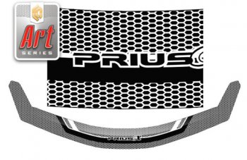 Дефлектор капота CA-Plastiс Toyota Prius  Alfa лифтбек (2011-2015) рестайлинг (Серия Art белая)