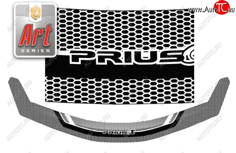 2 199 р. Дефлектор капота CA-Plastiс  Toyota Prius  Alfa лифтбек (2011-2015) рестайлинг (Серия Art белая)  с доставкой в г. Пермь