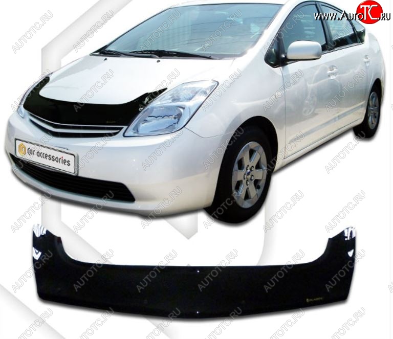 2 599 р. Дефлектор капота (exclusive правый руль) CA-Plastiс  Toyota Prius XW20 дорестайлинг (2003-2005) (серия Classic черный, Без надписи)  с доставкой в г. Пермь