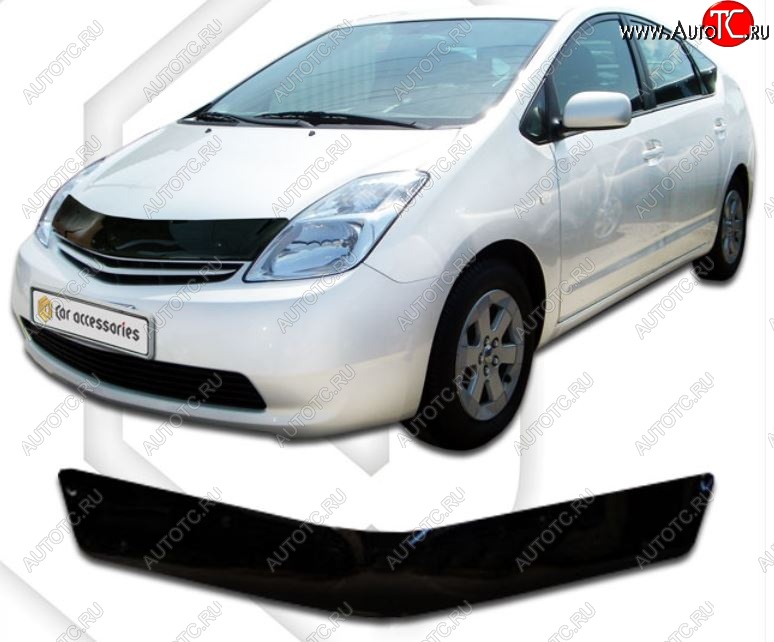 1 899 р. Дефлектор капота (правый руль) CA-Plastiс Toyota Prius XW20 дорестайлинг (2003-2005) (серия Classic черный, Без надписи)  с доставкой в г. Пермь