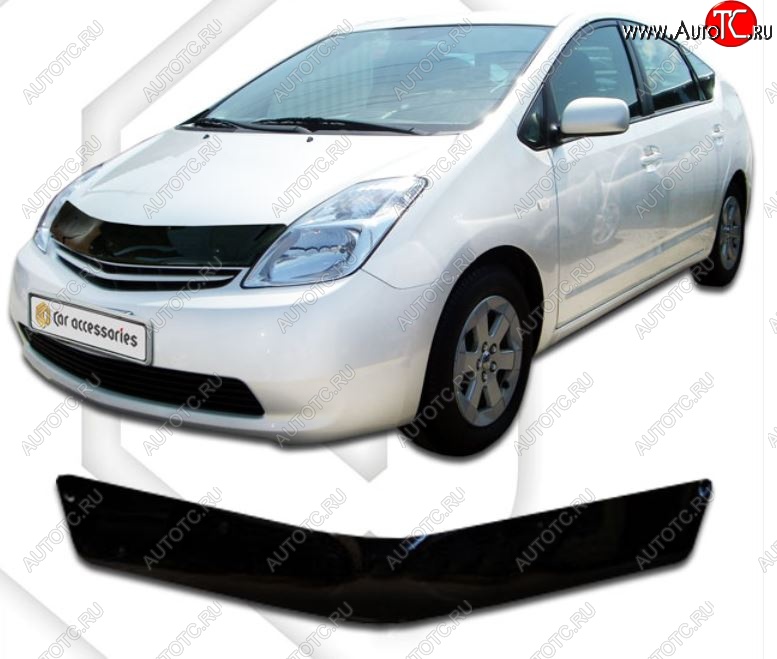 1 899 р. Дефлектор капота (левый руль) CA-Plastiс Toyota Prius XW20 дорестайлинг (2003-2005) (серия Classic черный, Без надписи)  с доставкой в г. Пермь