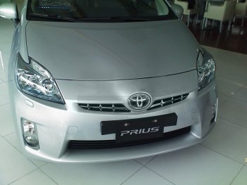 1 479 р. Декоративные элементы решетки радиатора SAT  Toyota Prius  XW30 (2009-2011) дорестайлинг (Хром)  с доставкой в г. Пермь. Увеличить фотографию 2