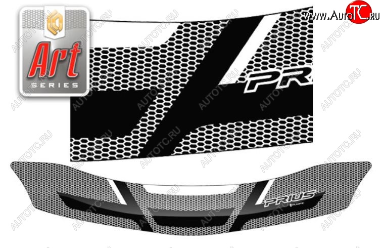 2 199 р. Дефлектор капота CA-Plastiс  Toyota Prius  XW30 (2009-2011) дорестайлинг (Серия Art белая)  с доставкой в г. Пермь