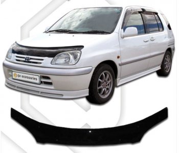 2 159 р. Дефлектор капота CA-Plastiс  Toyota Raum (1997-2003) (серия Classic черный, Без надписи)  с доставкой в г. Пермь. Увеличить фотографию 2