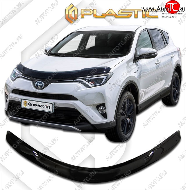 1 999 р. Дефлектор капота CA-Plastic  Toyota RAV4  XA40 (2015-2019) 5 дв. рестайлинг (Classic черный, Без надписи)  с доставкой в г. Пермь