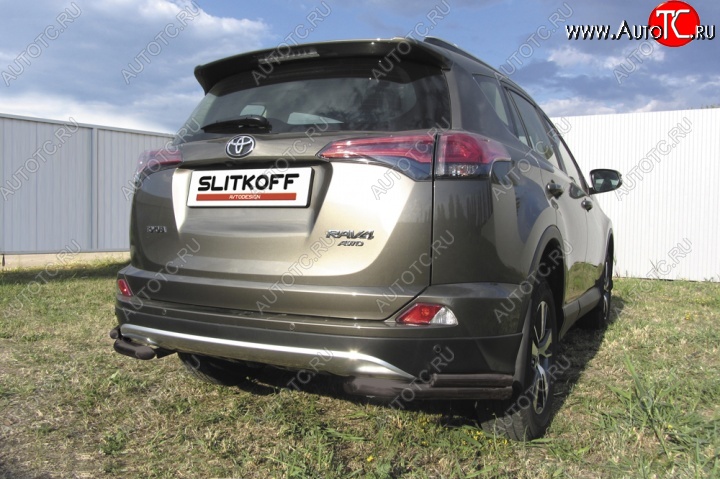 6 849 р. Уголки d57+d42 двойные Toyota RAV4 XA40 5 дв. рестайлинг (2015-2019) (Цвет: серебристый)  с доставкой в г. Пермь