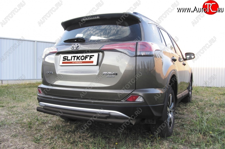 7 749 р. Защита задняя Slitkoff Toyota RAV4 XA40 5 дв. рестайлинг (2015-2019) (Цвет: серебристый)  с доставкой в г. Пермь