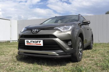 10 749 р. Защита переднего бампера Slitkoff (Ø57 мм) Toyota RAV4 XA40 5 дв. рестайлинг (2015-2019) (Нержавейка полированная)  с доставкой в г. Пермь. Увеличить фотографию 2