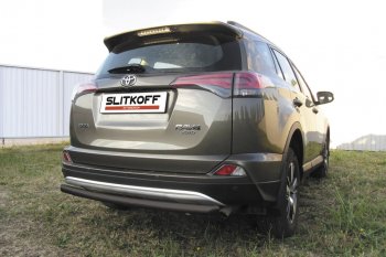8 999 р. Защита заднего бампера Slitkoff (Ø57 мм, радиусная)  Toyota RAV4  XA40 (2015-2019) 5 дв. рестайлинг (Нержавейка полированная)  с доставкой в г. Пермь. Увеличить фотографию 2