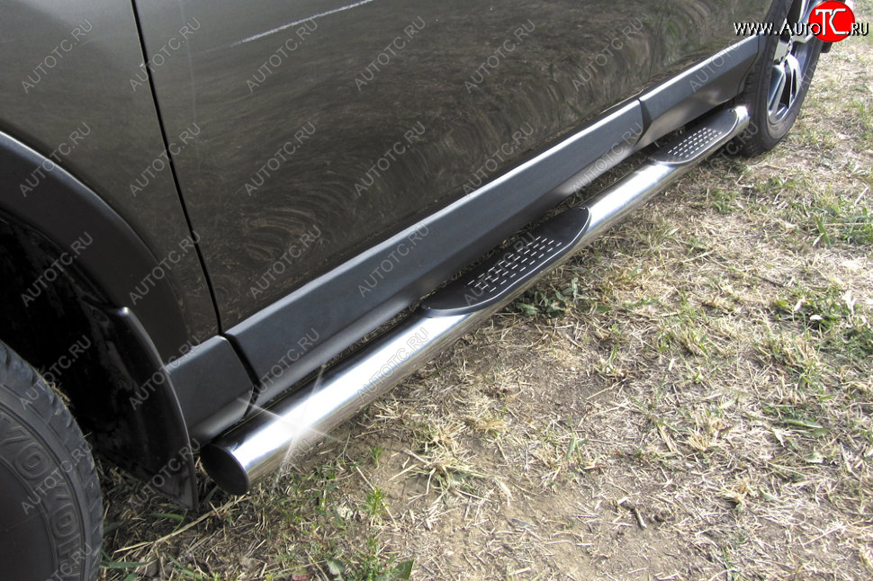 15 999 р. Защита порогов Slitkoff (Ø76 мм, с проступями)  Toyota RAV4  XA40 (2015-2019) 5 дв. рестайлинг (Нержавейка полированная)  с доставкой в г. Пермь