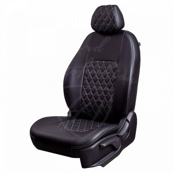 Чехлы для сидений Lord Autofashion Турин Ромб (экокожа) Toyota RAV4 XA40 5 дв. рестайлинг (2015-2019) (Черный, вставка черная, строчка серая)