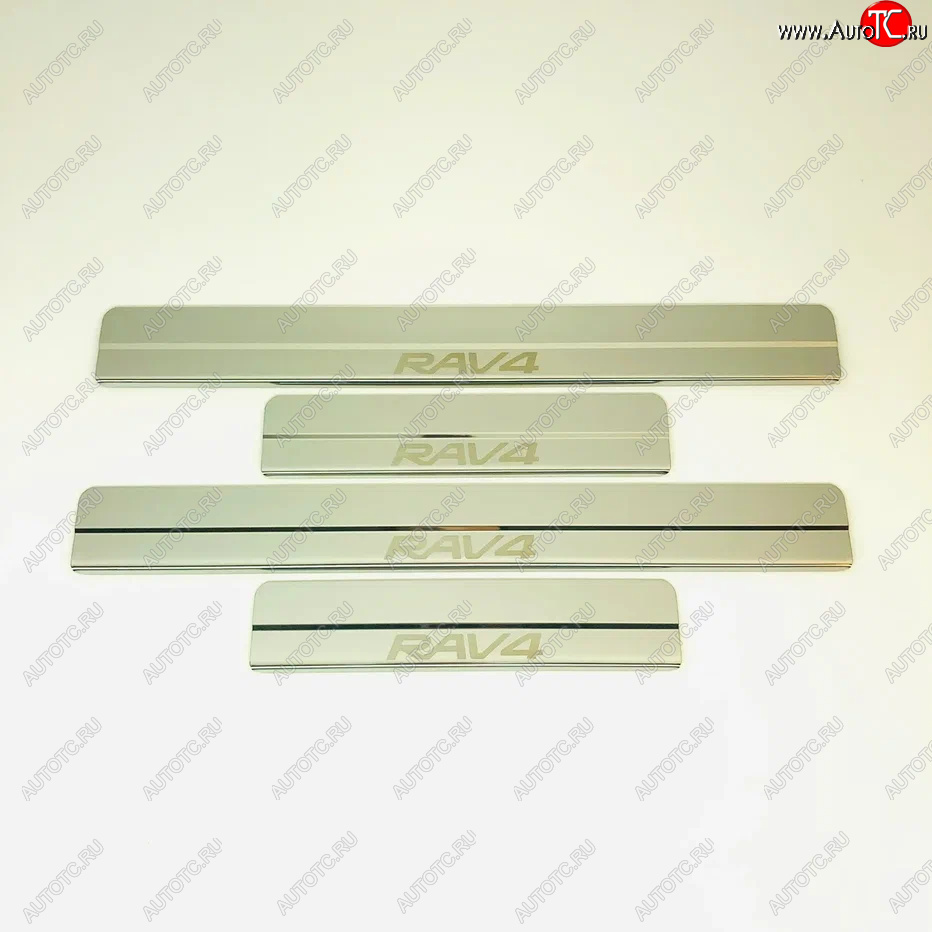 2 199 р. Накладки порожков салона INOX Toyota RAV4 XA40 5 дв. дорестайлинг (2012-2015) (Нержавеющая сталь)  с доставкой в г. Пермь