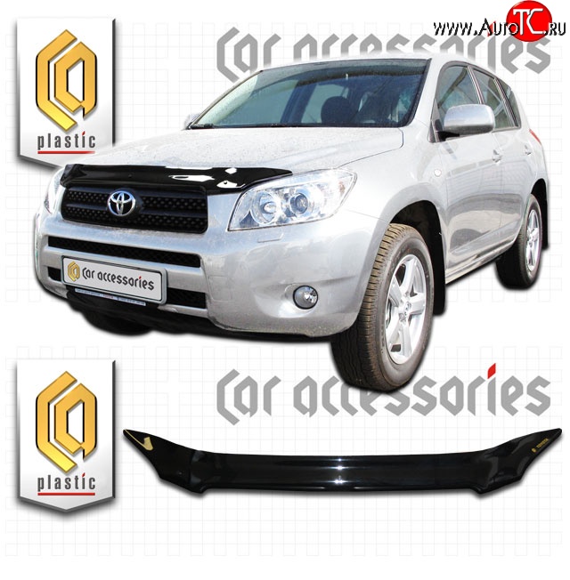 1 999 р. Дефлектор капота CA-Plastic  Toyota RAV4  XA305 (2005-2009) 5 дв. дорестайлинг (Classic черный, Без надписи)  с доставкой в г. Пермь