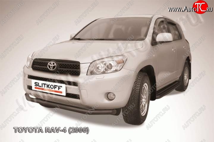 6 299 р. Защита переднего бампер Slitkoff  Toyota RAV4  XA305 (2005-2009) 5 дв. дорестайлинг (Цвет: серебристый)  с доставкой в г. Пермь