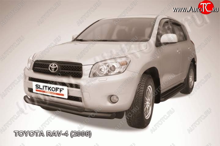 9 999 р. Защита переднего бампер Slitkoff Toyota RAV4 XA305 5 дв. дорестайлинг (2005-2009) (Цвет: серебристый)  с доставкой в г. Пермь