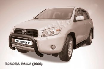 29 899 р. Защита переднего бампера Slitkoff (Ø76 мм, низкая)  Toyota RAV4  XA305 (2005-2009) 5 дв. дорестайлинг (Нержавейка полированная)  с доставкой в г. Пермь. Увеличить фотографию 2