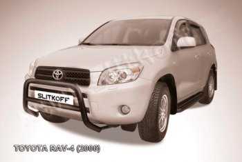 21 999 р. Защита переднего бампера Slitkoff (Ø57 мм, низкая) Toyota RAV4 XA305 5 дв. дорестайлинг (2005-2009) (Нержавейка полированная)  с доставкой в г. Пермь. Увеличить фотографию 2