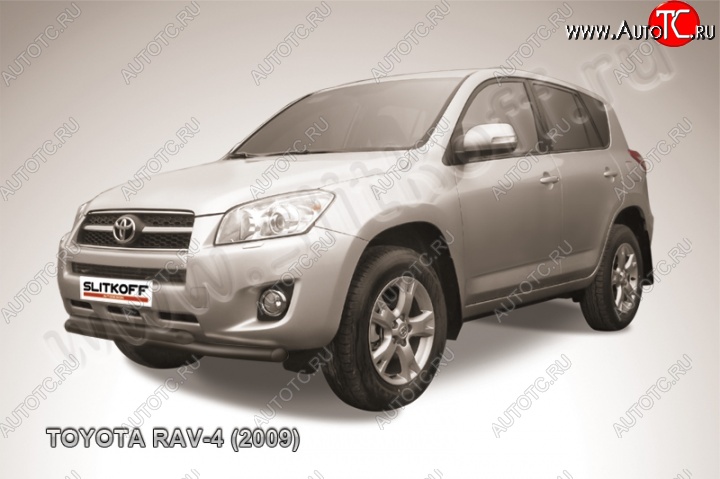 9 299 р. Защита переднего бампер Slitkoff Toyota RAV4 XA30 5 дв. удлиненный 1-ый рестайлинг (2009-2010) (Цвет: серебристый)  с доставкой в г. Пермь