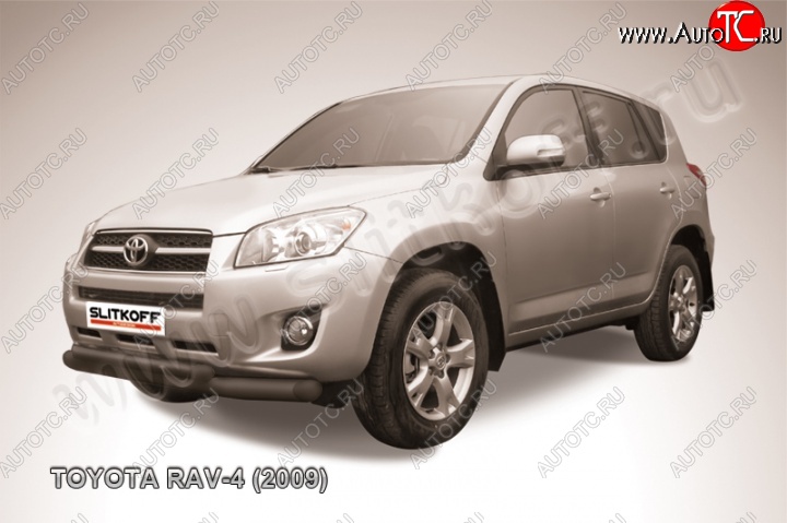 9 999 р. Защита переднего бампер Slitkoff Toyota RAV4 XA30 5 дв. 1-ый рестайлинг (2008-2010) (Цвет: серебристый)  с доставкой в г. Пермь
