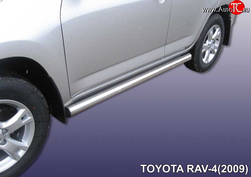 13 649 р. Защита порогов из круглой трубы диаметром 76 мм Slitkoff Toyota RAV4 XA30 5 дв. 1-ый рестайлинг (2008-2010) (Цвет: нержавеющая полированная сталь)  с доставкой в г. Пермь