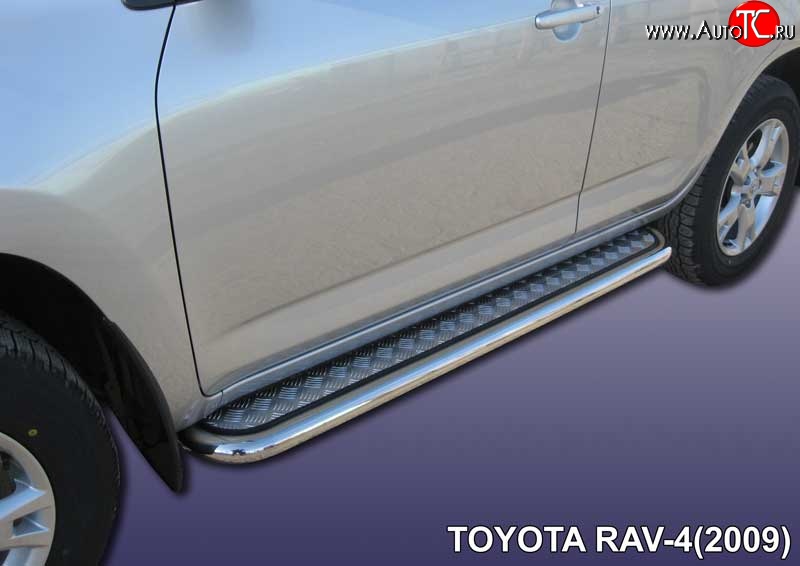 15 499 р. Широкая защита порогов с трубой диаметром 57 мм Slitkoff  Toyota RAV4  XA30 (2008-2010) 5 дв. 1-ый рестайлинг (Цвет: нержавеющая полированная сталь)  с доставкой в г. Пермь