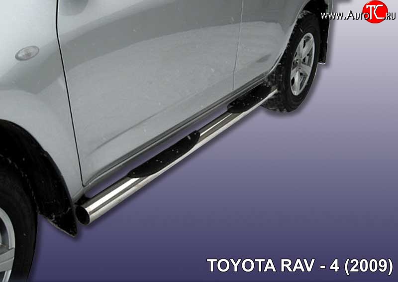 15 699 р. Защита порогов из трубы d76 мм с пластиковыми вставками для ног Slitkoff Toyota RAV4 XA30 5 дв. 1-ый рестайлинг (2008-2010) (Цвет: нержавеющая полированная сталь)  с доставкой в г. Пермь