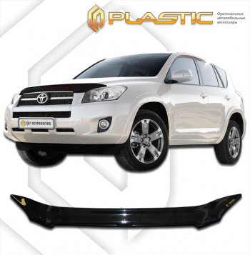 1 999 р. Дефлектор капота CA Plastic Toyota RAV4 XA30 5 дв. 1-ый рестайлинг (2008-2010) (серия Classic черный, Без надписи)  с доставкой в г. Пермь. Увеличить фотографию 2