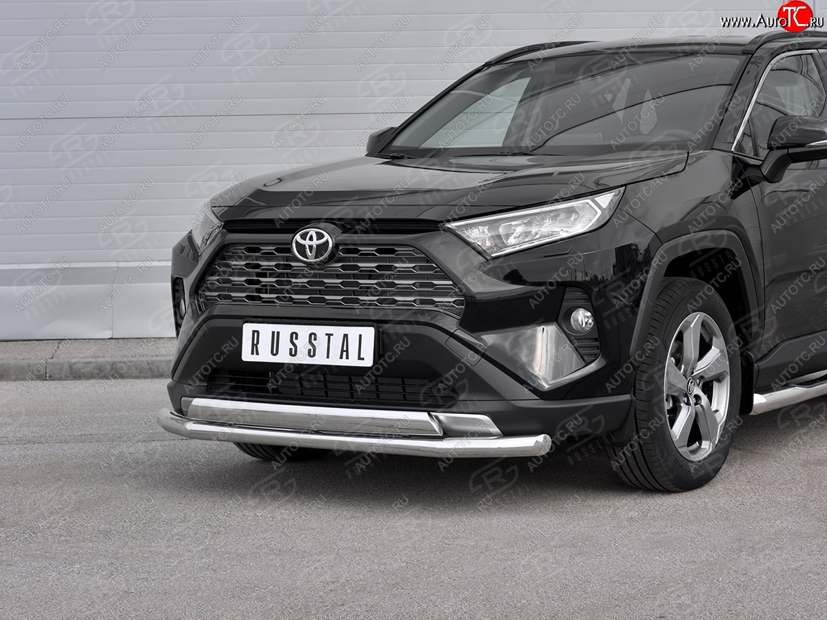 16 399 р. Защита переднего бампера (2 трубы Ø63 и 75х42 мм, нержавейка) Russtal Toyota RAV4 XA50 5 дв. дорестайлинг (2018-2025)  с доставкой в г. Пермь