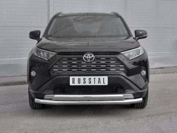 16 399 р. Защита переднего бампера (2 трубы Ø63 и 75х42 мм, нержавейка) Russtal Toyota RAV4 XA50 5 дв. дорестайлинг (2018-2025)  с доставкой в г. Пермь. Увеличить фотографию 2