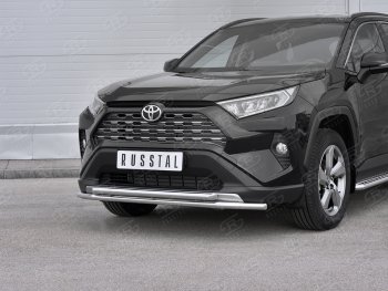 18 899 р. Защита переднего бампера (2 трубы Ø42 мм, нержавейка) SLITKOFF  Toyota RAV4  XA50 (2018-2025) 5 дв. дорестайлинг  с доставкой в г. Пермь. Увеличить фотографию 3