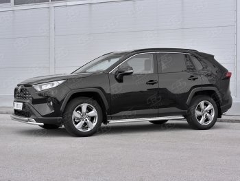 18 899 р. Защита переднего бампера (2 трубы Ø42 мм, нержавейка) SLITKOFF  Toyota RAV4  XA50 (2018-2025) 5 дв. дорестайлинг  с доставкой в г. Пермь. Увеличить фотографию 2