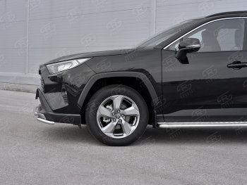 18 899 р. Защита переднего бампера (2 трубы Ø42 мм, нержавейка) SLITKOFF  Toyota RAV4  XA50 (2018-2025) 5 дв. дорестайлинг  с доставкой в г. Пермь. Увеличить фотографию 4