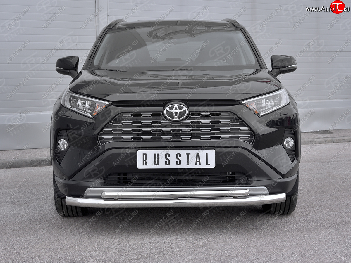 19 999 р. Защита переднего бампера (2 трубы Ø63 и 42 мм, нержавейка) SLITKOFF  Toyota RAV4  XA50 (2018-2025) 5 дв. дорестайлинг  с доставкой в г. Пермь
