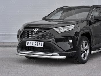 19 999 р. Защита переднего бампера (2 трубы Ø63 и 42 мм, нержавейка) SLITKOFF  Toyota RAV4  XA50 (2018-2025) 5 дв. дорестайлинг  с доставкой в г. Пермь. Увеличить фотографию 2