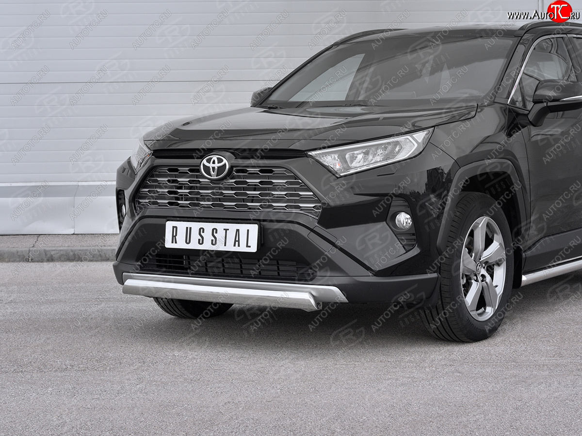11 999 р. Защита переднего бампера (Ø75х42 мм, нержавейка) Russtal Toyota RAV4 XA50 5 дв. дорестайлинг (2018-2025)  с доставкой в г. Пермь