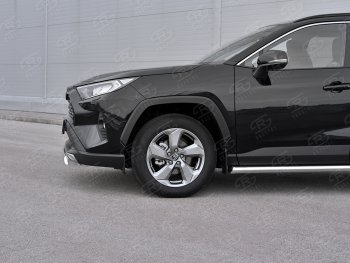 11 999 р. Защита переднего бампера (Ø75х42 мм, нержавейка) Russtal Toyota RAV4 XA50 5 дв. дорестайлинг (2018-2025)  с доставкой в г. Пермь. Увеличить фотографию 4
