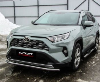 10 749 р. Защита переднего бампера Slitkoff (Ø57 мм)  Toyota RAV4  XA50 (2018-2025) 5 дв. дорестайлинг (Нержавейка)  с доставкой в г. Пермь. Увеличить фотографию 2
